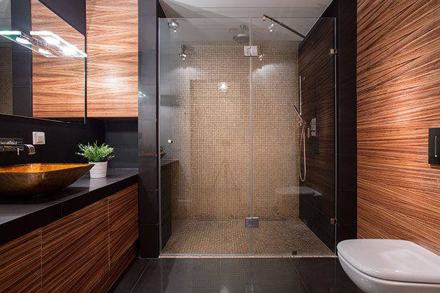 Modern shower with glass enclosure Modern shower with glass enclosure